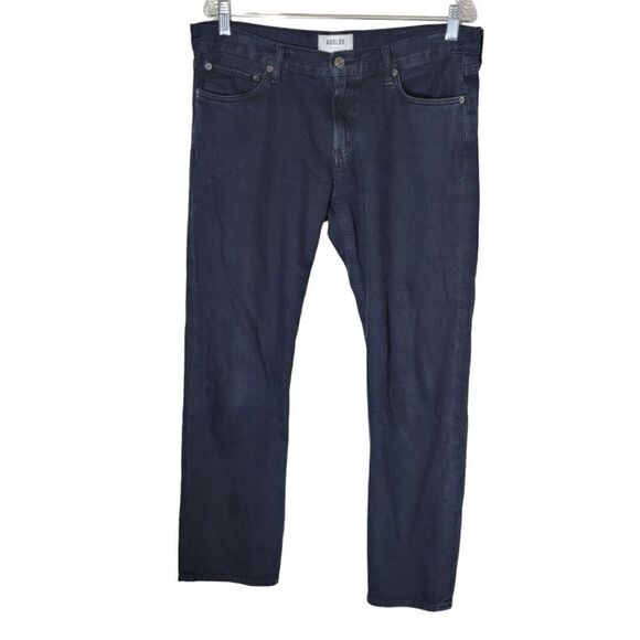 Agolde Denim - Agolde Amber Jeans in Crushed Women's Size 30 Black Denim Straight Leg Classic